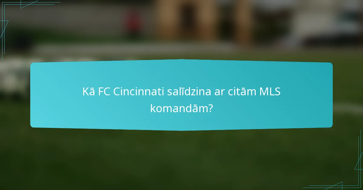 Kā FC Cincinnati salīdzina ar citām MLS komandām?
