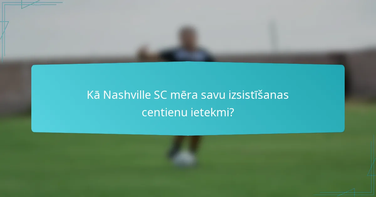 Kā Nashville SC mēra savu izsistīšanas centienu ietekmi?
